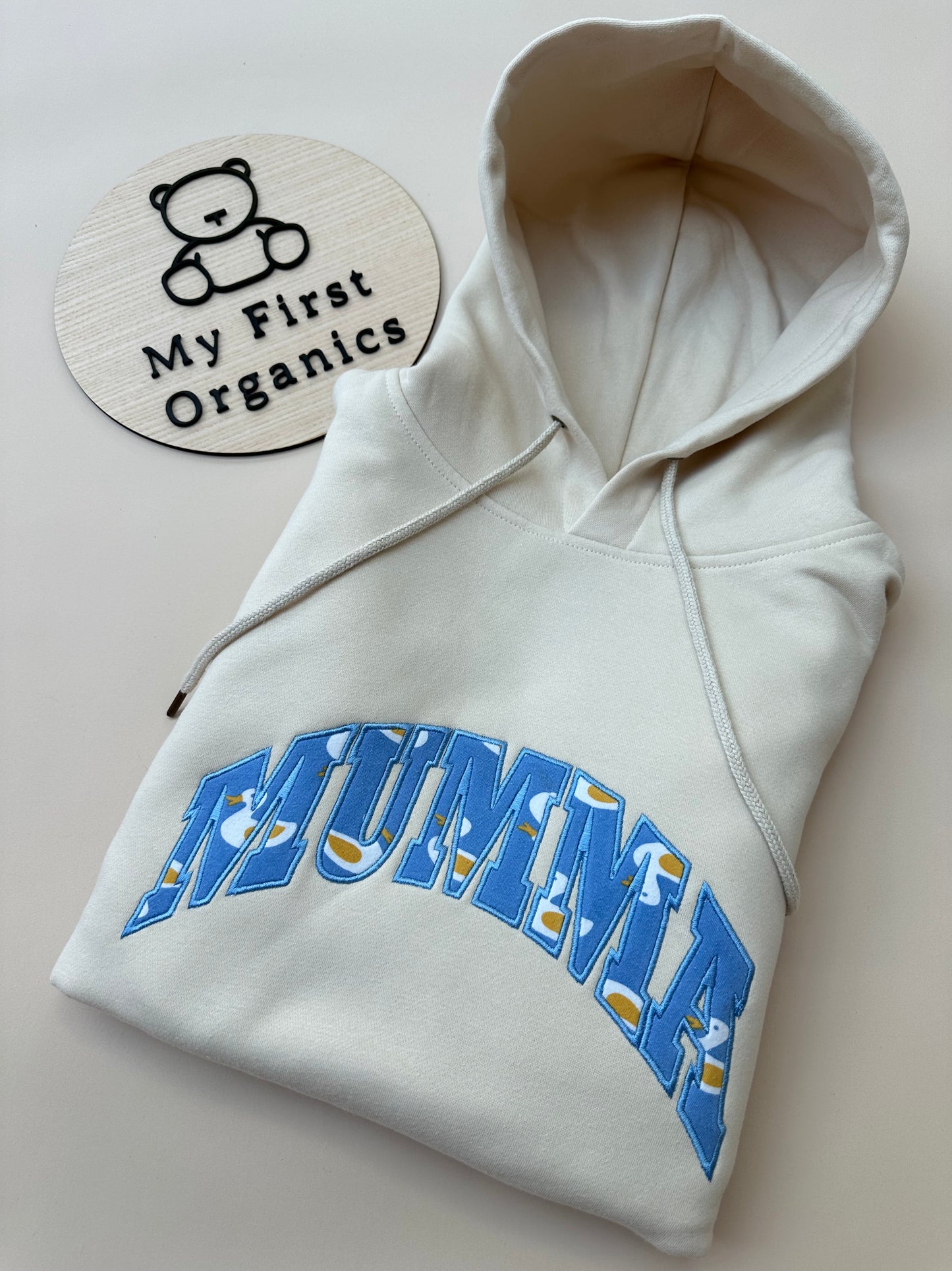 Custom Keepsake Appliqué Hoodie in Curved Old Font