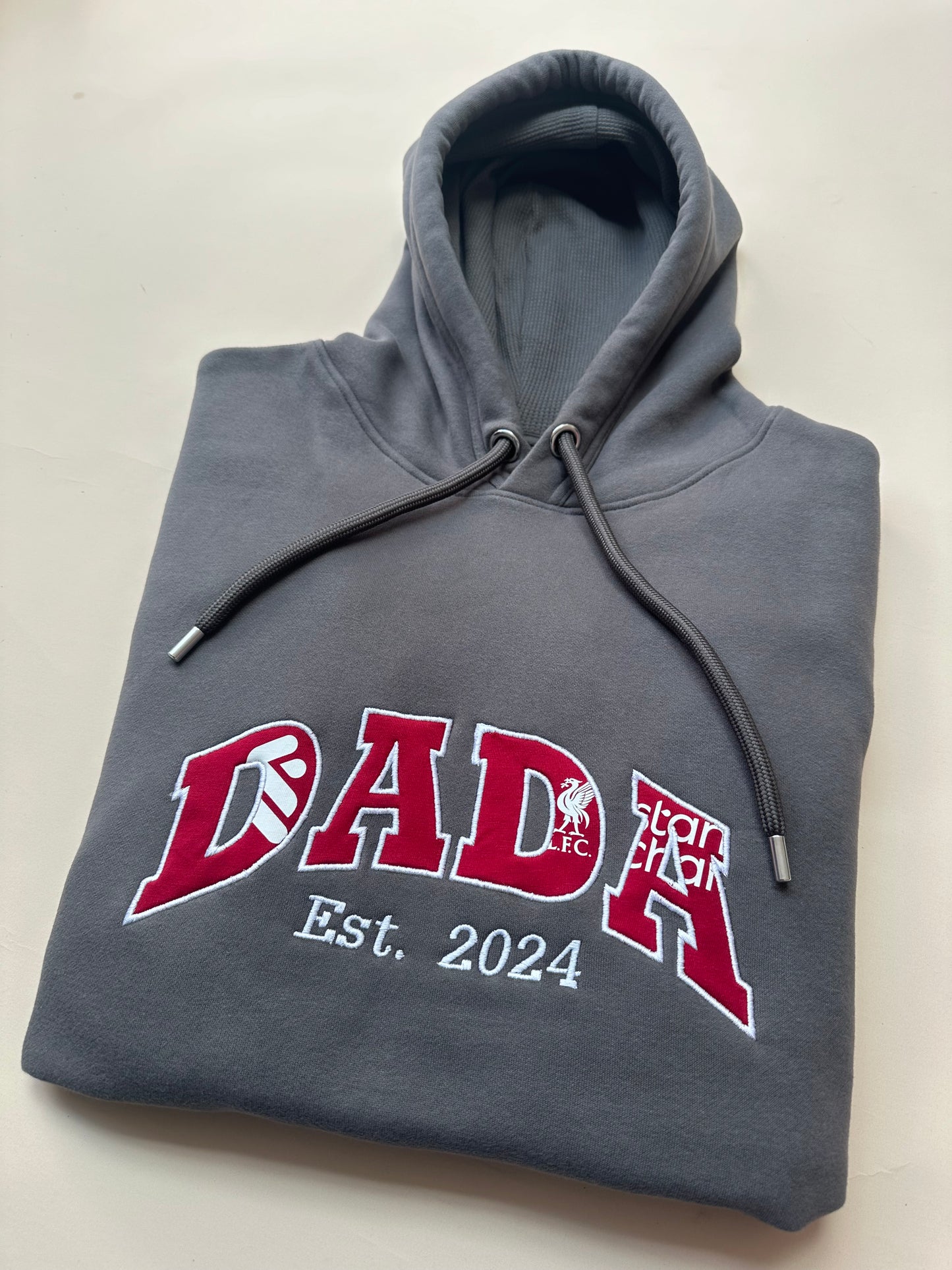 Custom Keepsake Appliqué Hoodie in Curved Old Font