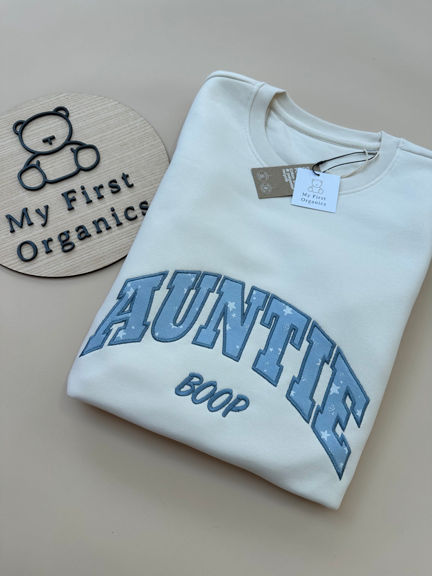 Custom Keepsake Appliqué Sweatshirt in Curved Font.