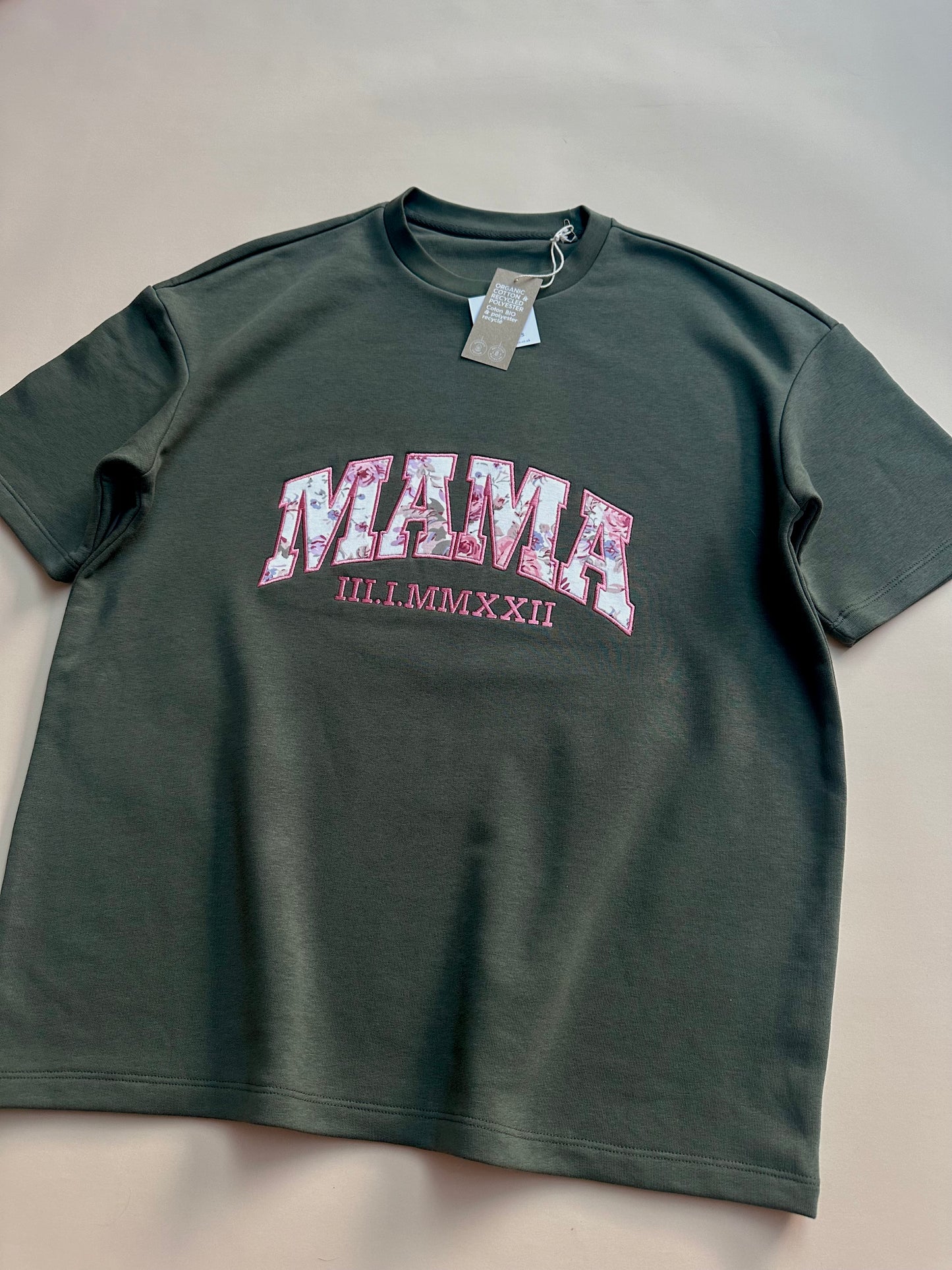 Custom Keepsake Appliqué Tshirt in Curved Font.