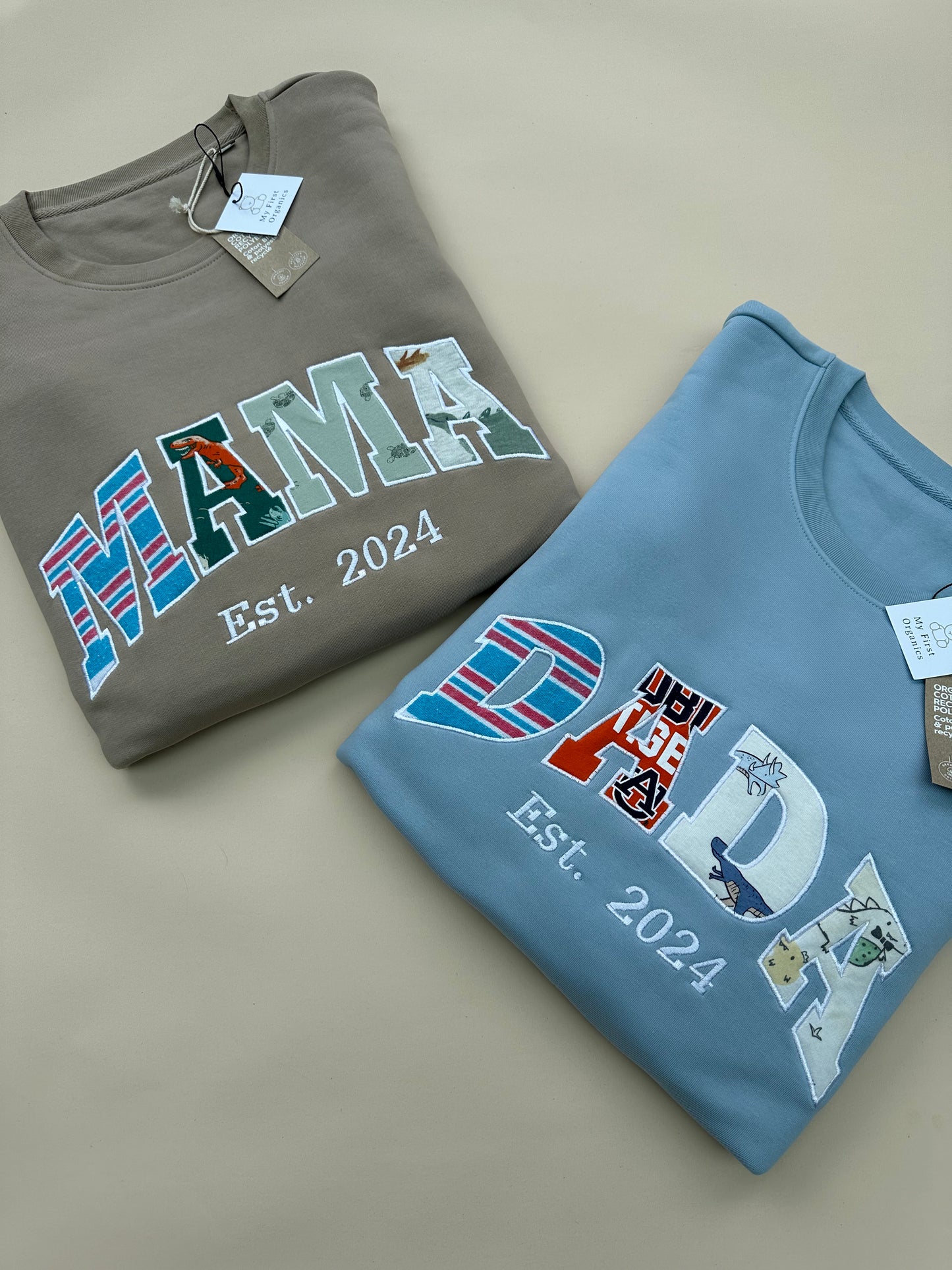 Custom Keepsake Appliqué Sweatshirt in Curved Font.