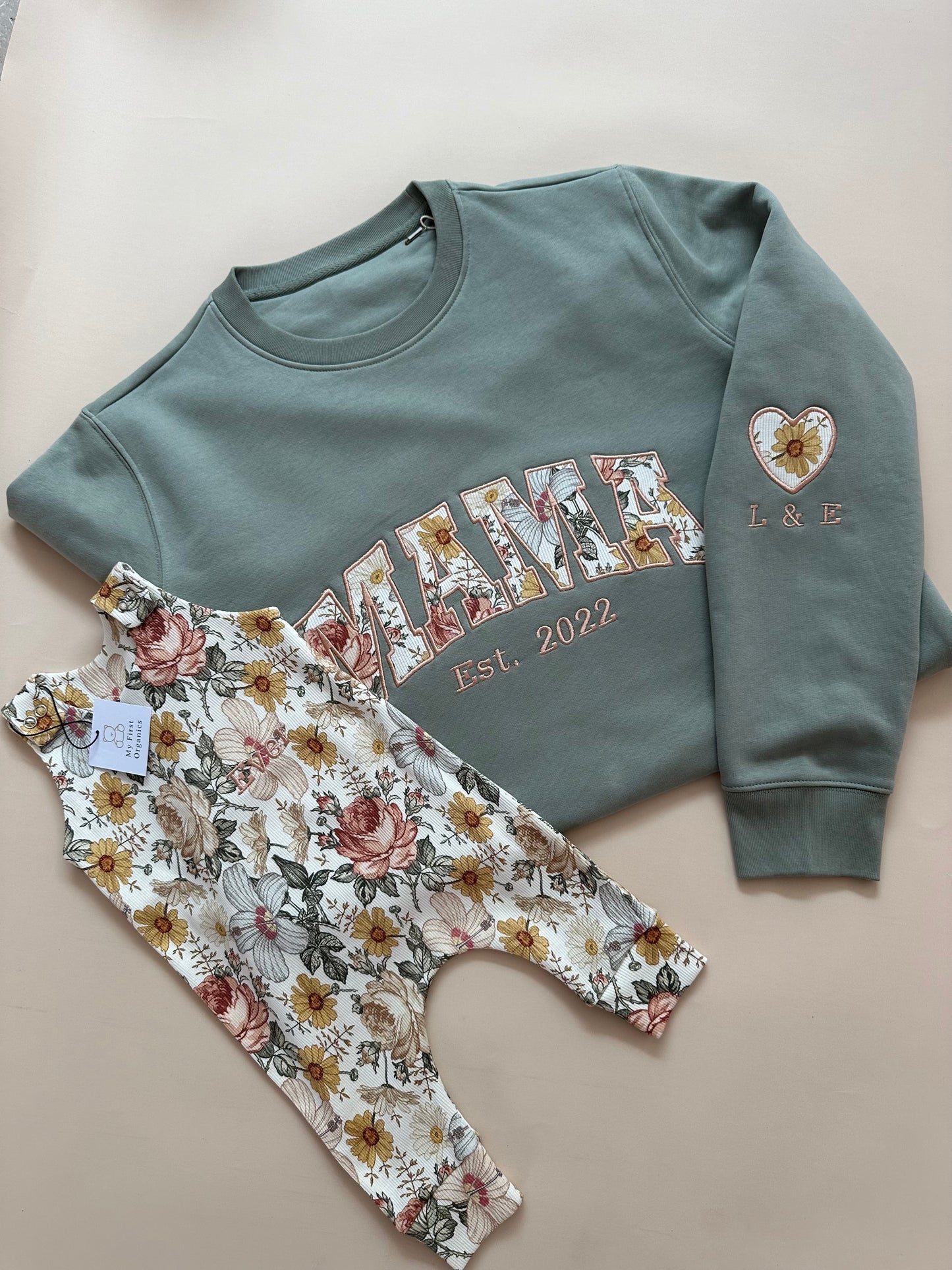 Custom Appliqué Sweatshirt & Matching Mini Romper - Choose your fabric