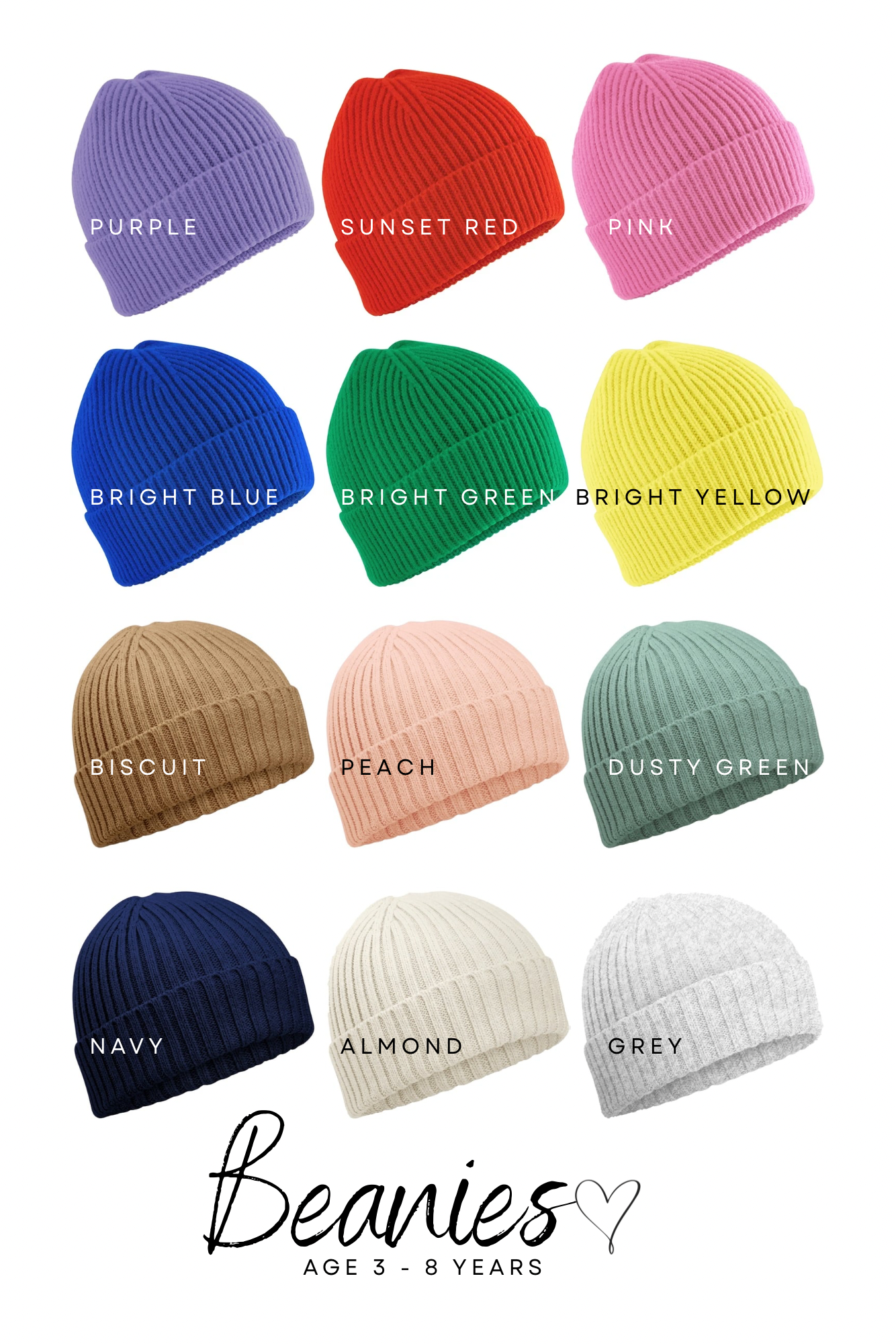 Mama & Mini childrens beanies (3-8years)