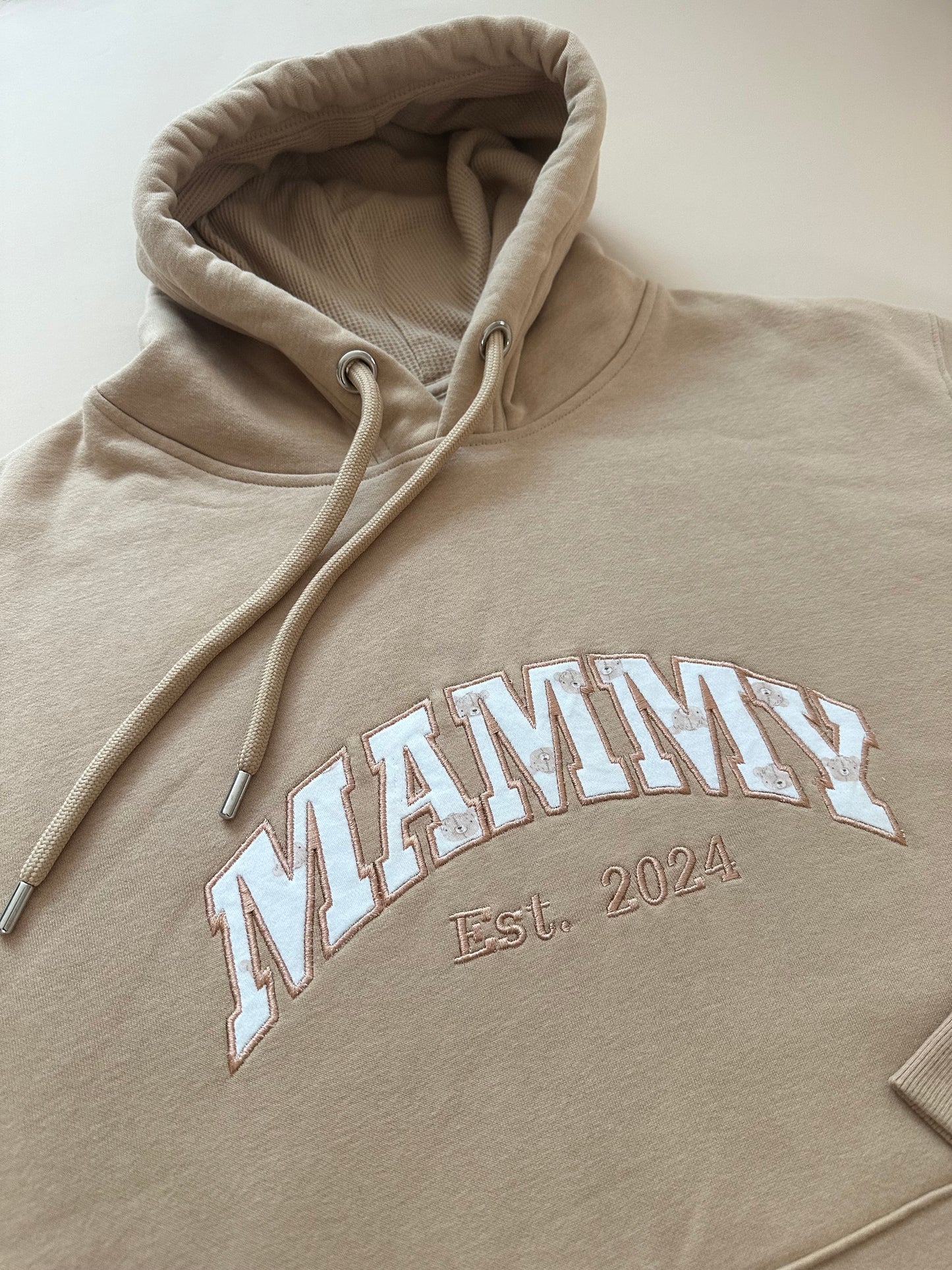 Custom Keepsake Appliqué Hoodie in Curved Old Font