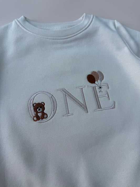ONE Teddy Birthday Beige Sweatshirt 12-18m