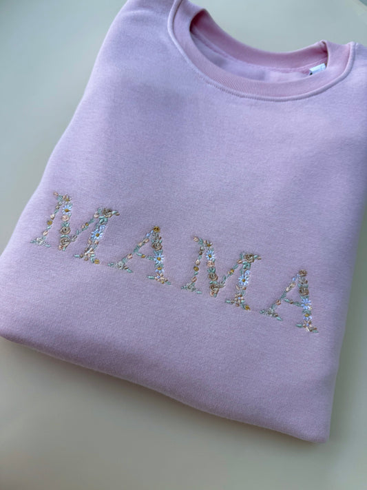 MAMA floral pink sweatshirt Size Medium