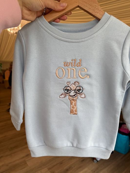 Wild One Blue Birthday sweatshirt 12-18m