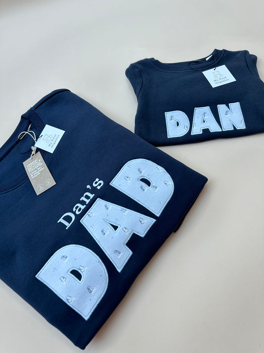 Custom Keepsake ADULT & MINI Matching Appliqué Sweaters in Block Font
