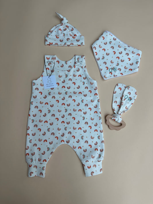 Printed Romper, Hat, Bib & Teether Gift Set - Choose your fabric.