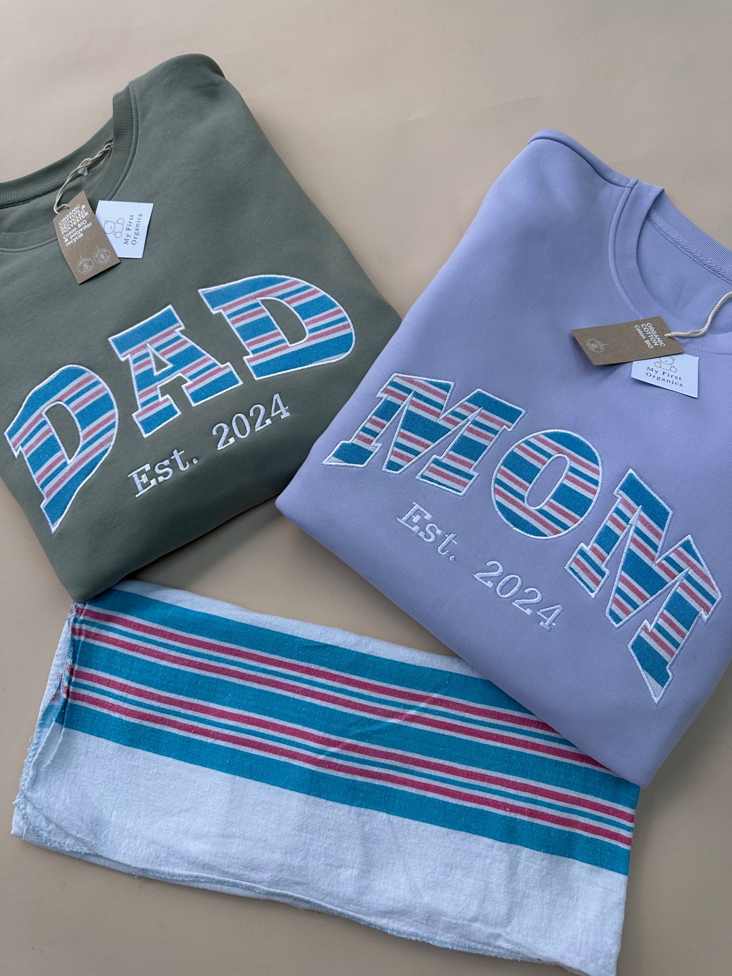Custom Keepsake Appliqué Sweatshirt in Curved Font.