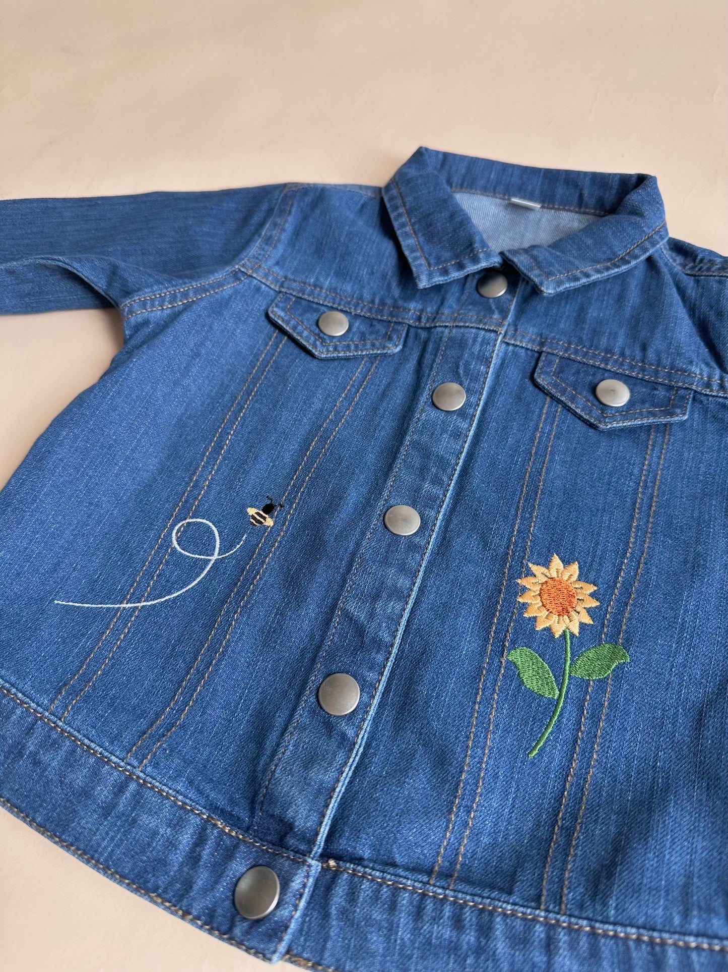 Sunflower Initial Monogram- Personalised Denim Jacket