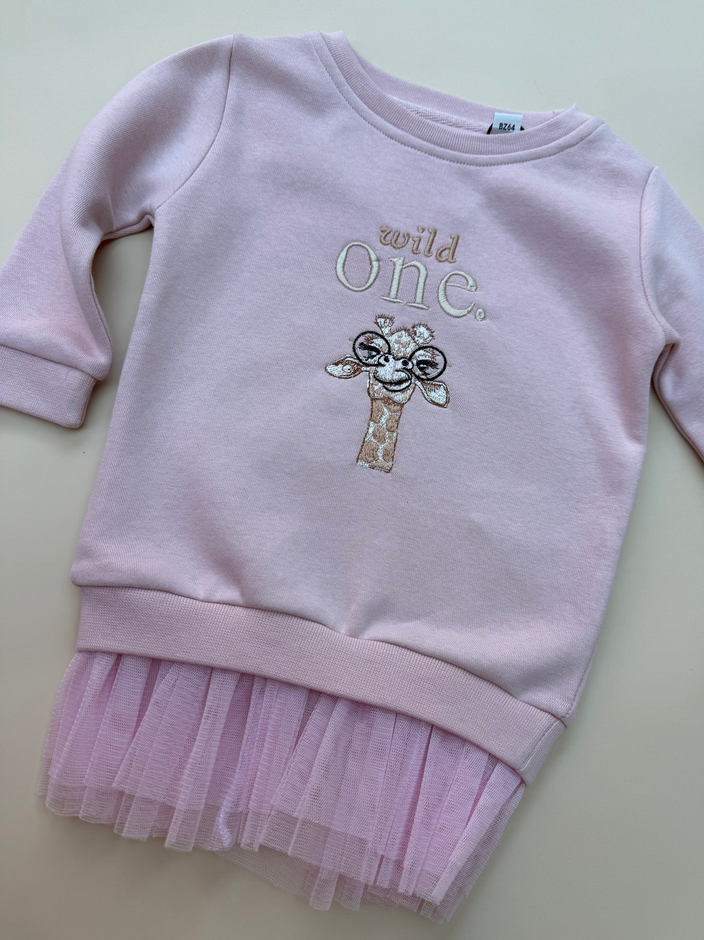 Wild One Pink Birthday Sweatshirt with sewn in tutu