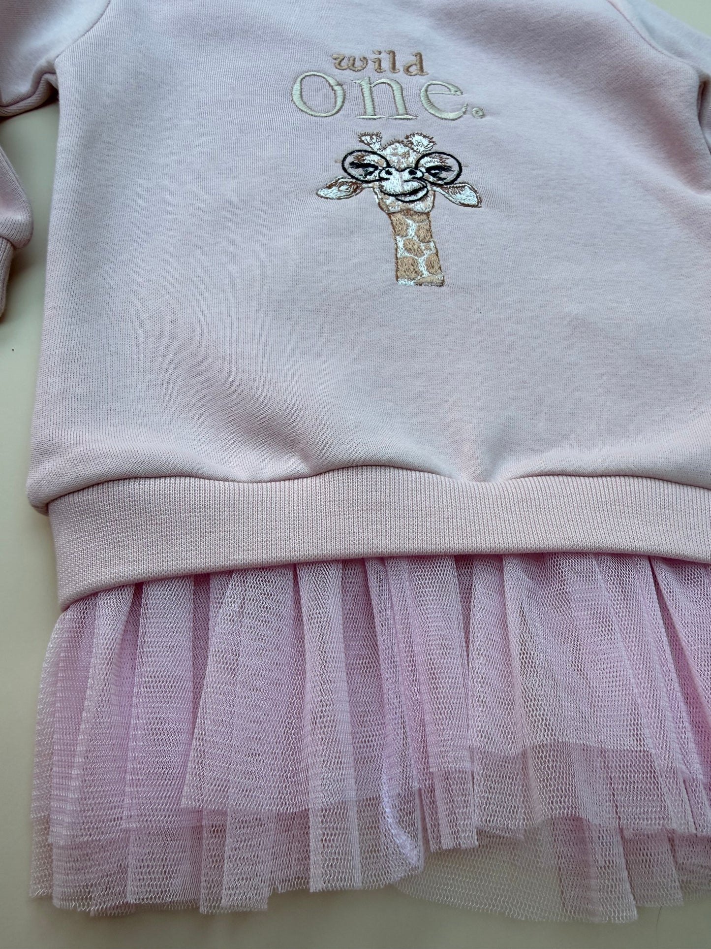 Wild One Pink Birthday Sweatshirt with sewn in tutu