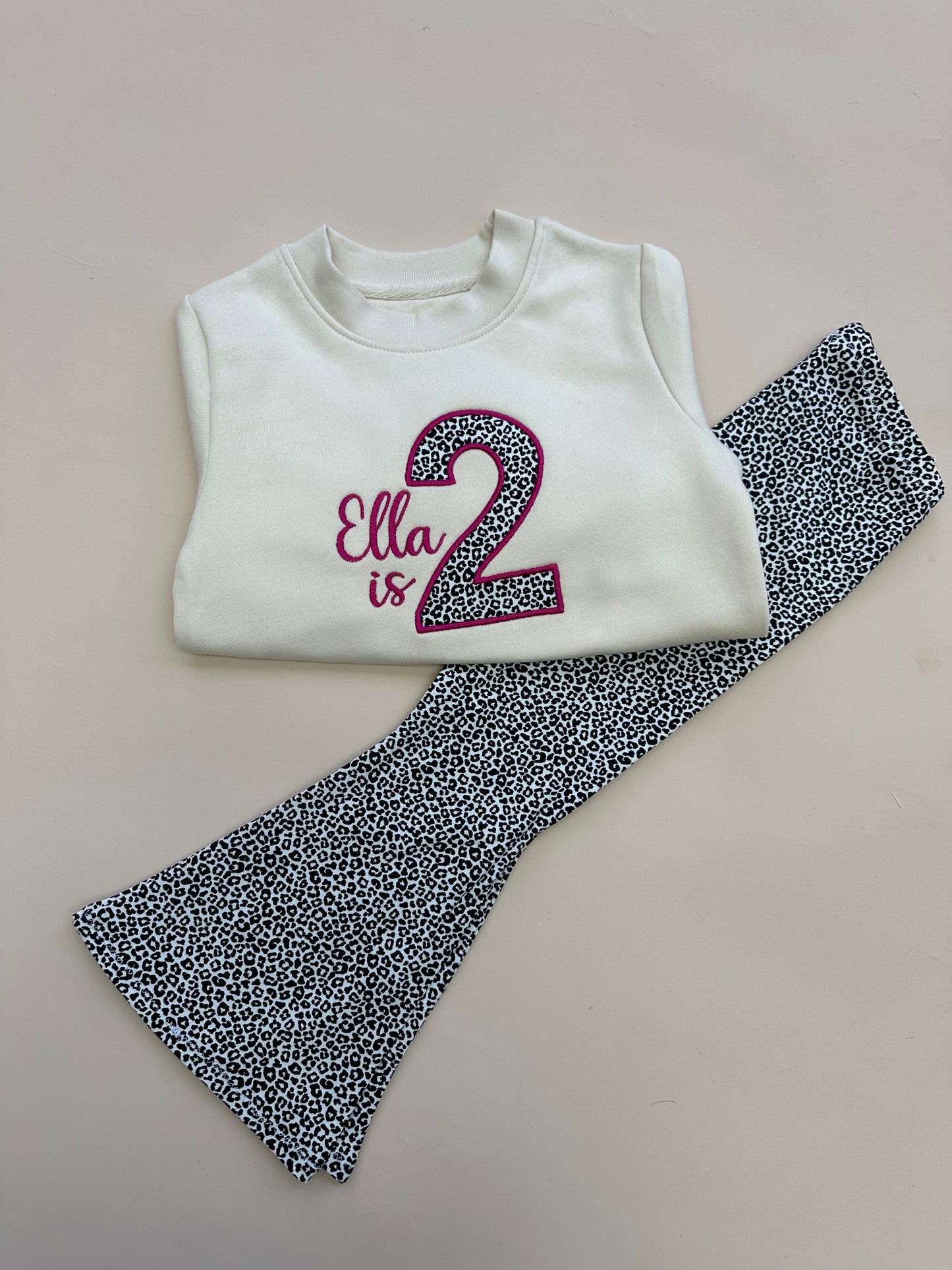 Childrens Personalised Birthday number sweatshirt & matching flares - Choose your fabric