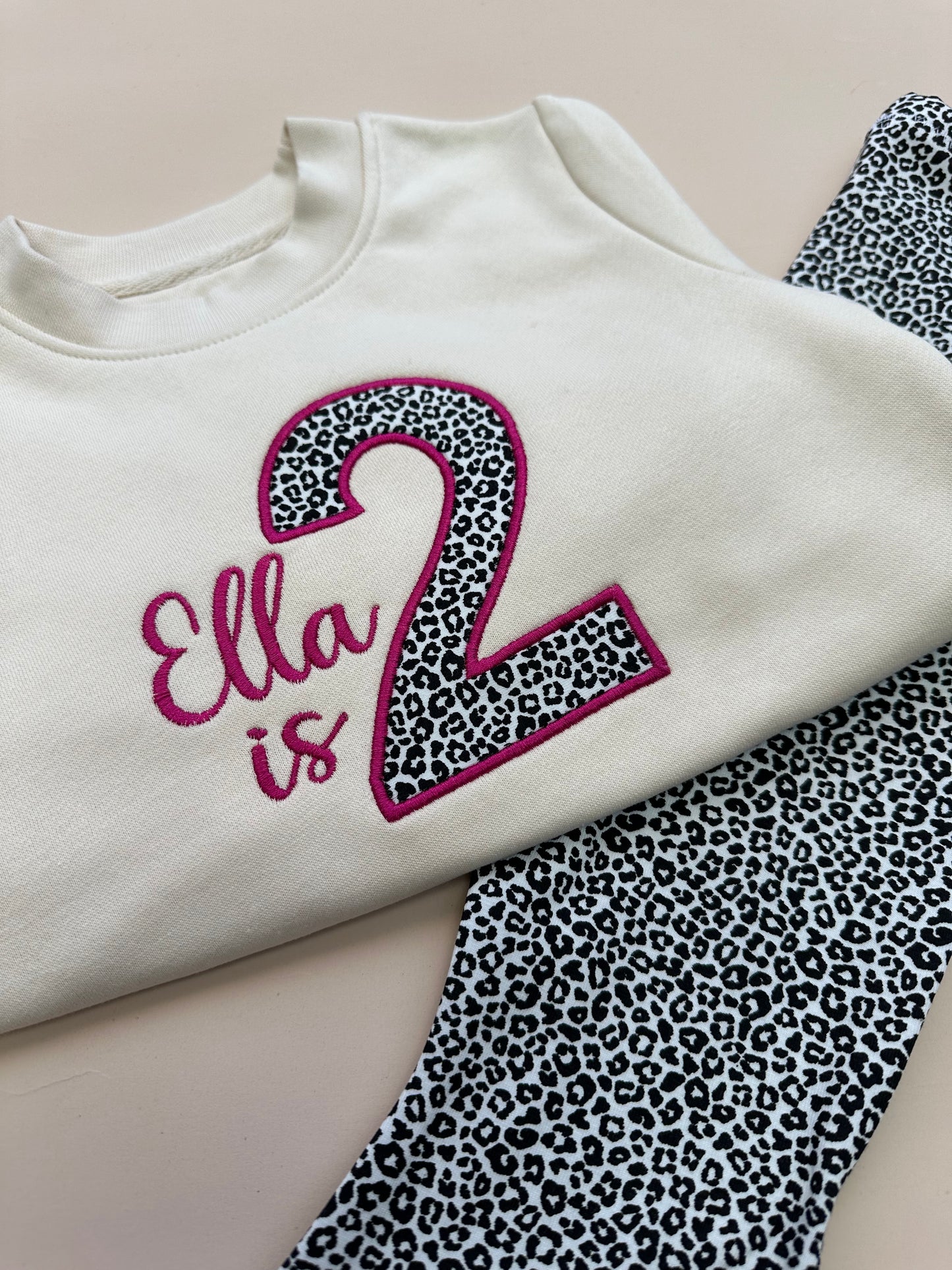 Childrens Personalised Birthday number sweatshirt & matching flares - Choose your fabric