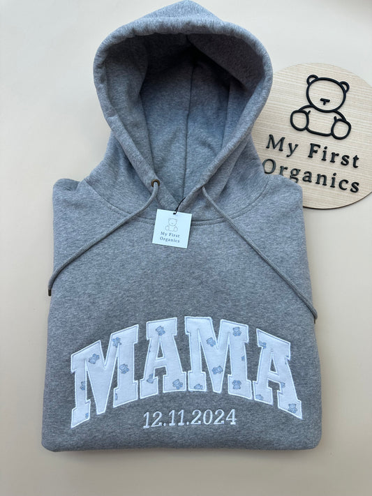 Custom Keepsake Appliqué Hoodie in Curved Old Font