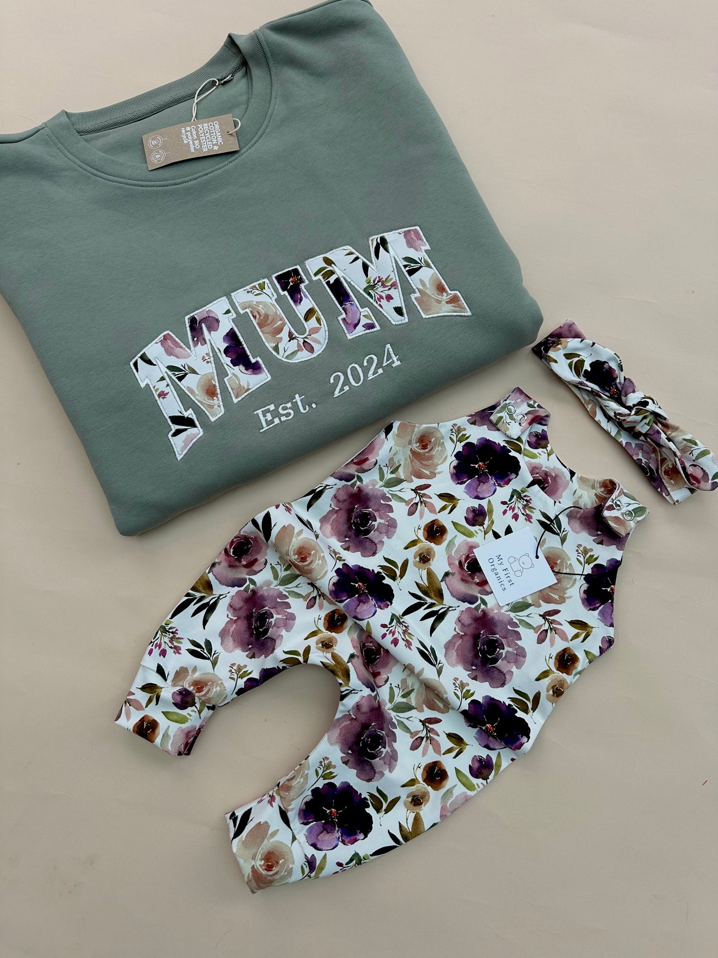 Appliqué Sweatshirt & Matching Baby Outfit - Choose your fabric