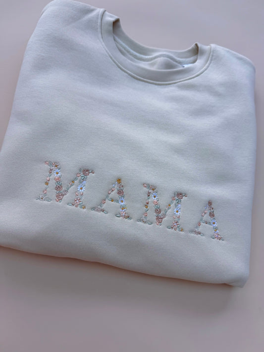 MAMA floral beige sweatshirt Size Small