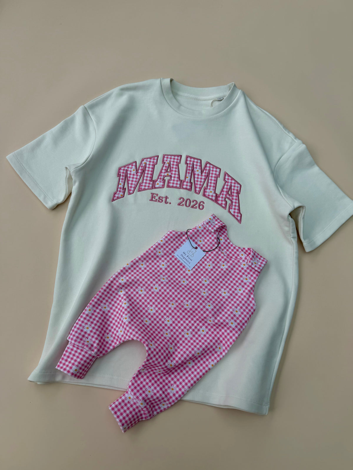 Personalised Heavyweight Tshirt & Matching Mini Romper - Choose your Fabric & Personalise with any word