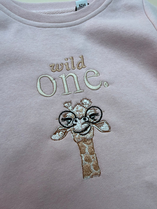 Wild One Pink Birthday Sweatshirt with sewn in tutu