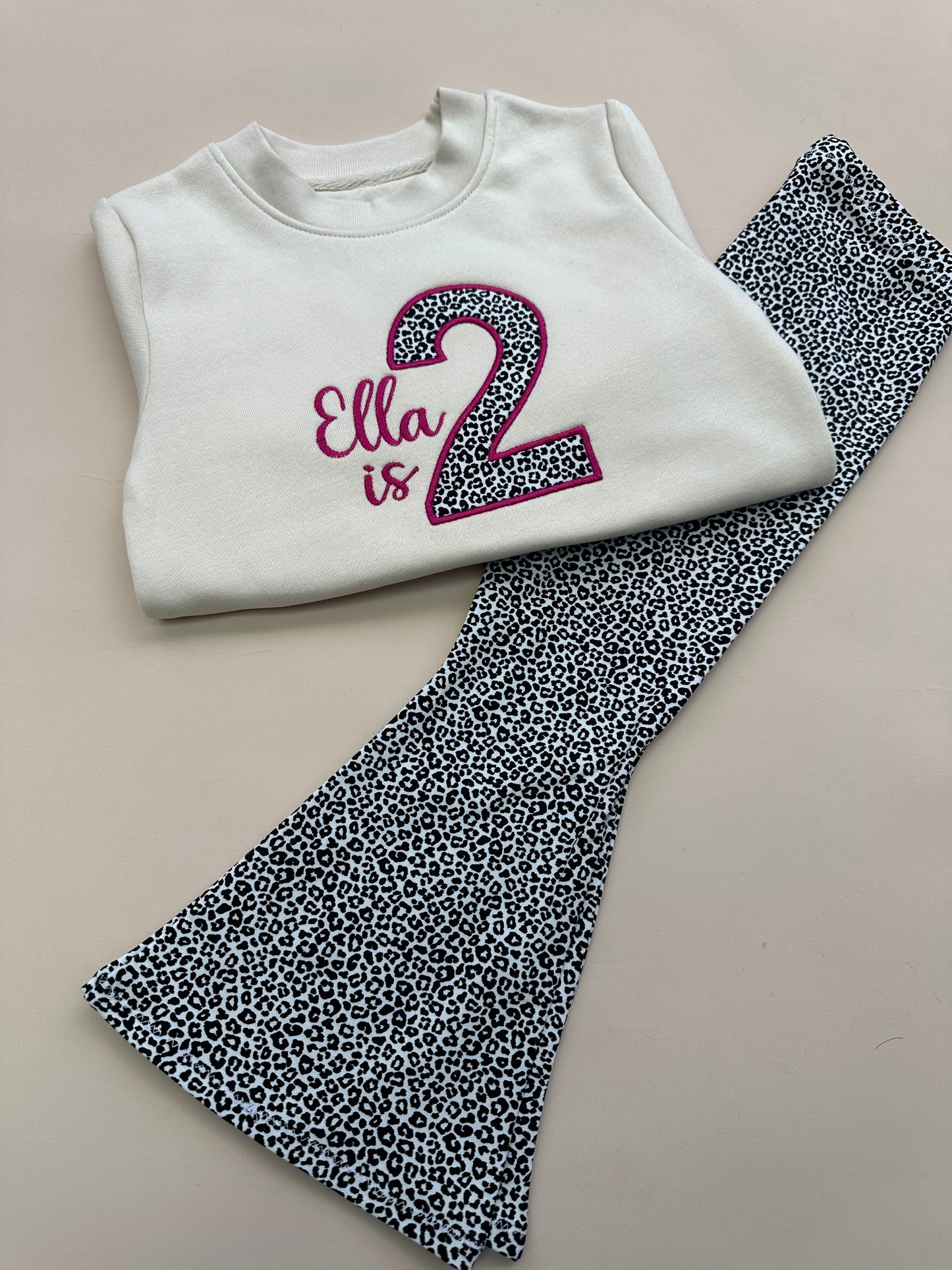 Childrens Personalised Birthday number sweatshirt & matching flares - Choose your fabric
