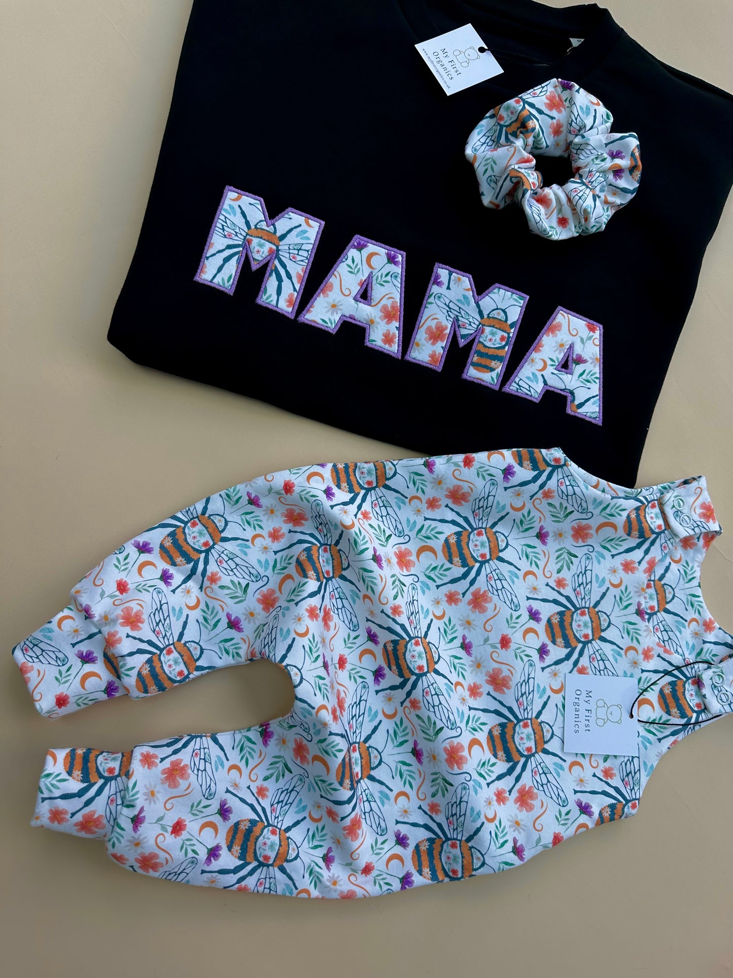 Personalised Heavyweight Tshirt & Matching Mini Romper - Choose your Fabric & Personalise with any word