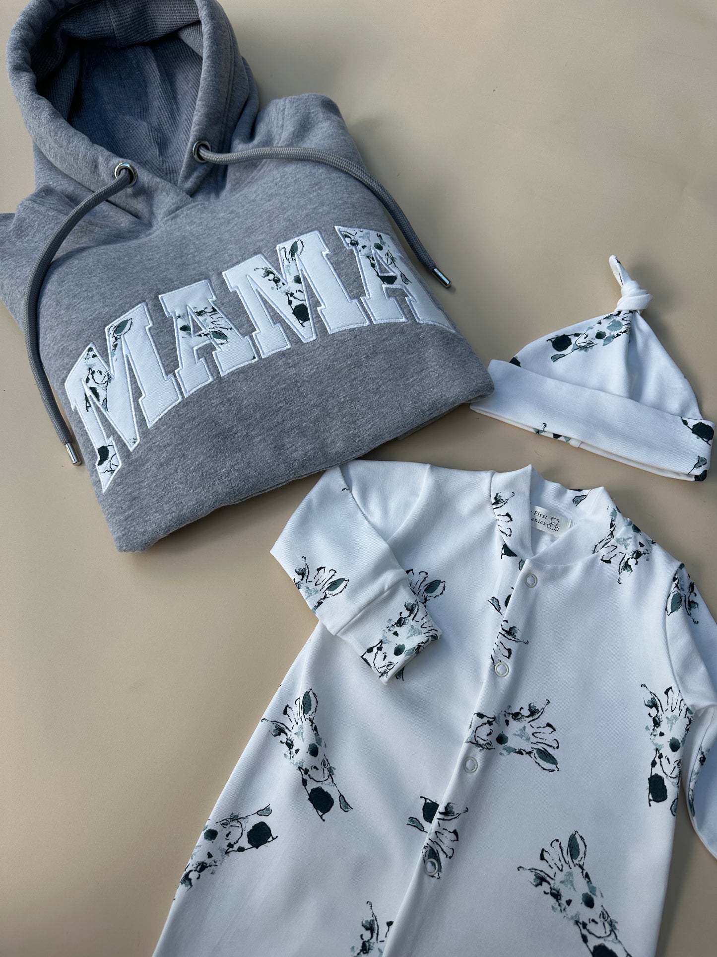 Custom Appliqué Hoodie & Matching Babygrow - Choose your fabric