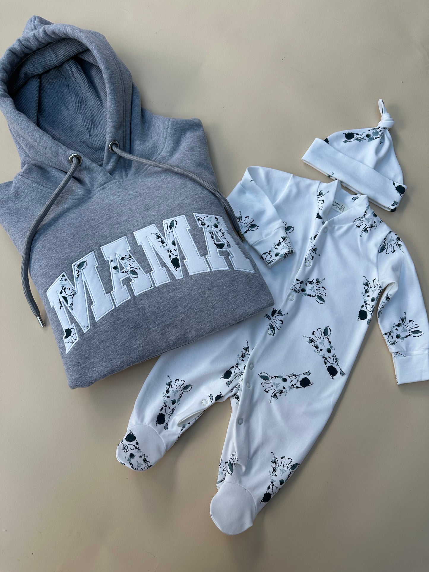 Custom Appliqué Hoodie & Matching Babygrow - Choose your fabric