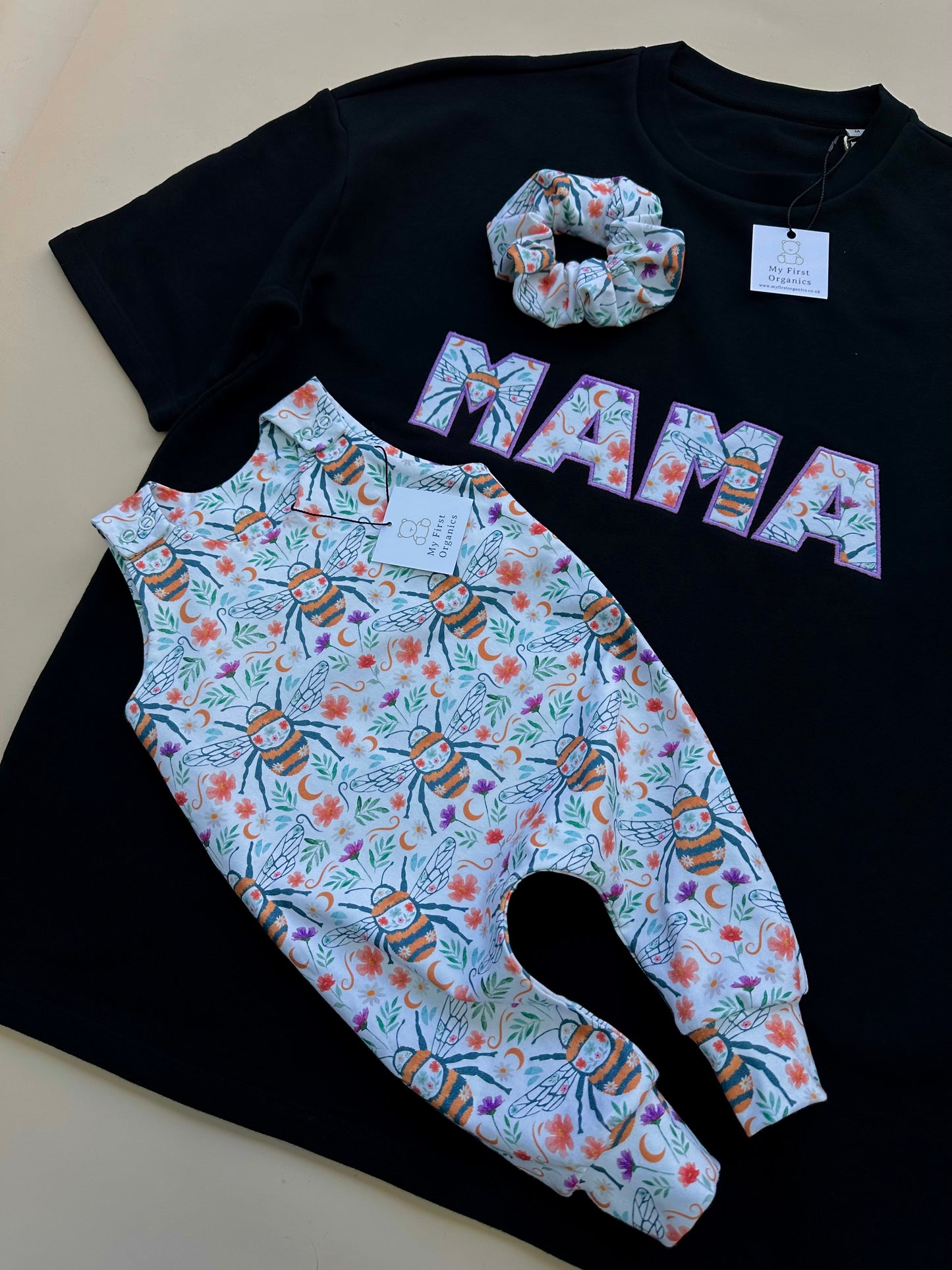 Personalised Heavyweight Tshirt & Matching Mini Romper - Choose your Fabric & Personalise with any word