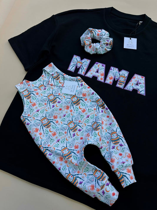 Personalised Heavyweight Tshirt & Matching Mini Romper - Choose your Fabric & Personalise with any word