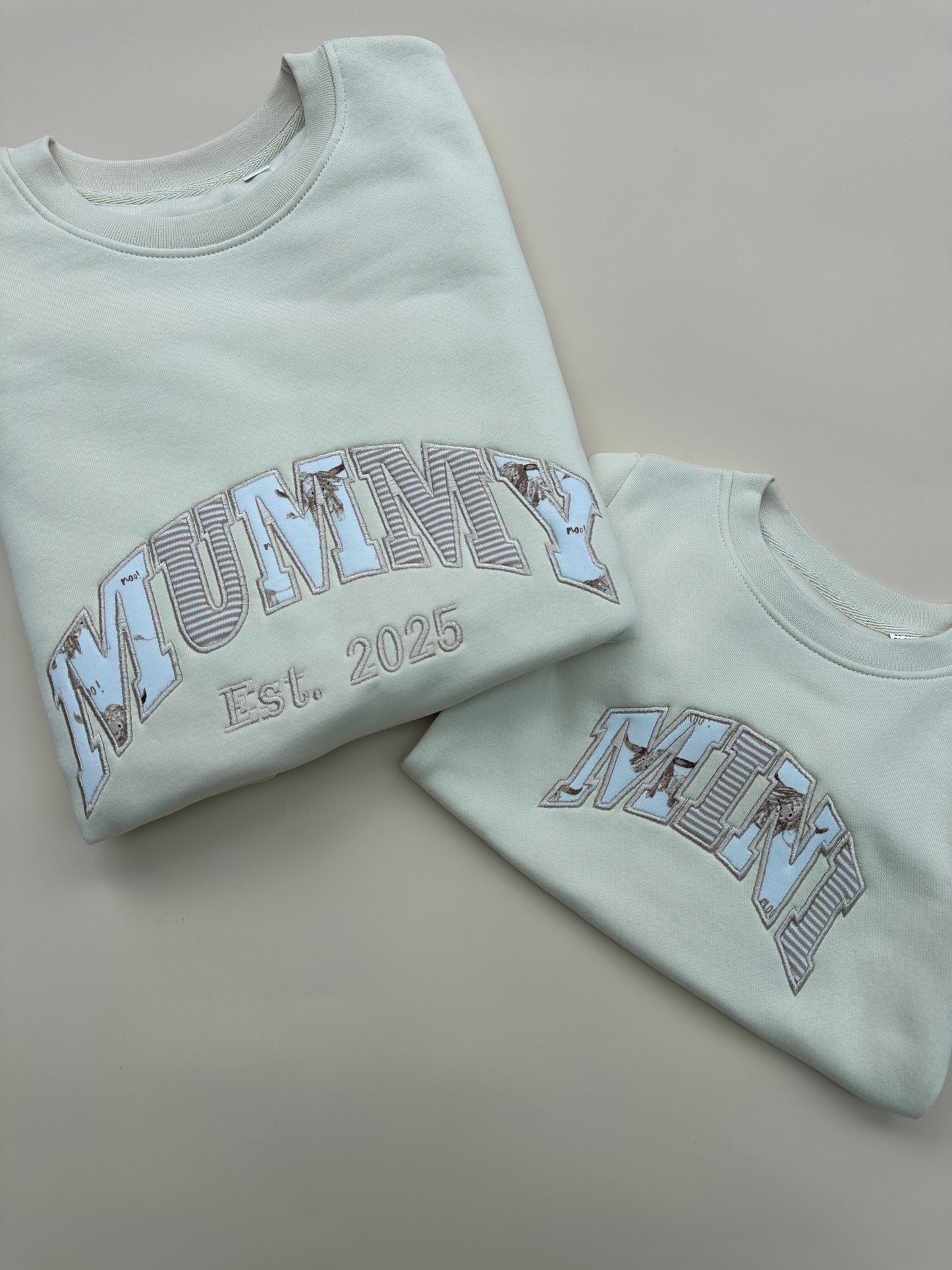 Curved Font Adult & Mini Keepsake Sweatshirts - Personalise with any word
